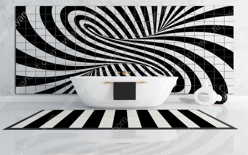 Black and white bathroom tiles