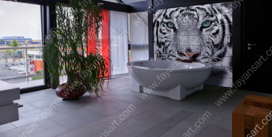Tiger Printed on Bathroom Walls